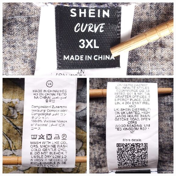 Shein Curve 3XL Short Sleeve Top Floral Goblincore Earthy Patchwork Hobbitcore - Picture 5 of 7